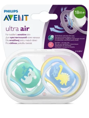 Philips AVENT / Пустышки ultra air SCF349/11 с футляром для хранения и стерилизации, 2 шт., 18 мес+