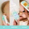 a collage of a baby with a thermometer