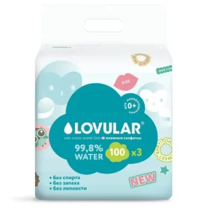 Влажные салфетки Lovular Sweet Kiss, 300 шт (3*100), гипоаллергенные