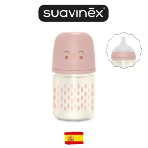 Бутылочка Suavinex Стеклянная 120 мл, 0+ мес, розовая