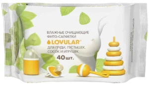Влажные фито-салфетки Lovular для груди, сосок и пустышек, 40 шт