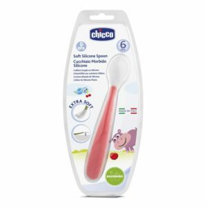 Ложка для кормления Chicco, силиконовая, 6+ мес., красный, BPA-free