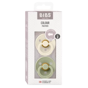 Пустышки BIBS Colour 2 шт., латекс, 6-18 мес., Olive/White