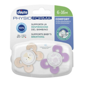 Chicco Physio Comfort so‘rg‘ichi qizlar uchun 6-16 oy, silikon, 2 dona
