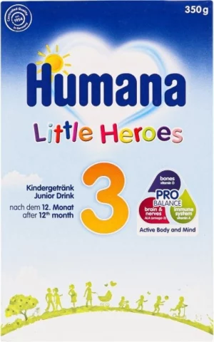 Humana 3 Little Heroes, prebiotiklar bilan sutli aralashma, 350 g (12+ oy)