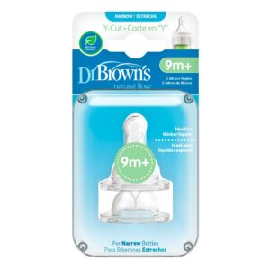 Силиконовая соска Dr.Brown's Y-разрез, узкое горлышко, 9м+, 2 шт