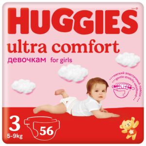 Huggies Ultra Comfort 3 qizlar uchun tagliklar, 56 dona (5-9 kg)