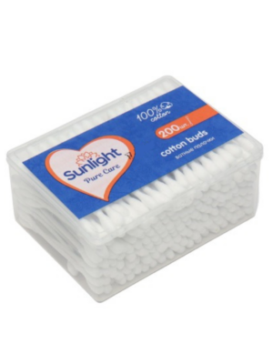 Sunlight paxta tayoqchalari 200 dona, kvadrat quti