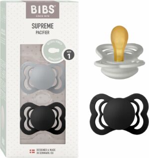 BIBS Supreme so‘rg‘ichlari 2 dona, lateks, 0-6 oy, Cloud/Black