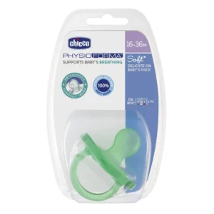 Пустышка Chicco Physio Soft силиконовая 16-36 мес, зеленая
