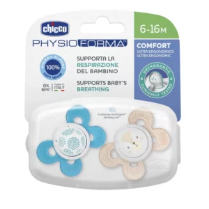 Пустышка Chicco Physio Comfort для мальчиков 6-16м, 2 шт, ортодонтичная, силиконовая