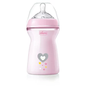 Chicco Natural Feeling bolalar butilkasi 330 ml, pushti rang, antikolik, BPA-free