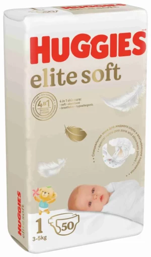 Подгузники Huggies Elite Soft 1 (3-5 кг), 50 шт – Нежная забота с первых дней