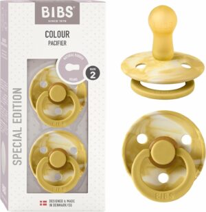 BIBS Colour Tie Dye so‘rg‘ichlari 2 dona, lateks, 0-6 oy, Mustard/Ivory