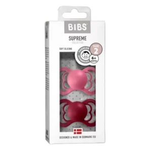 BIBS Supreme so‘rg‘ichlari 2 dona, silikon, 6-36 oy, Coral/Ruby