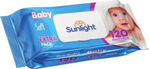 Sunlight nam salfetkalar, ko‘k, 120 dona, bolalar uchun