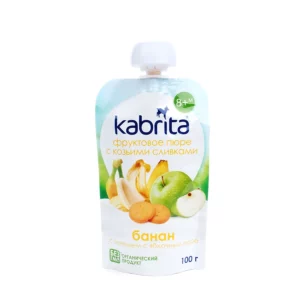 Kabrita® pyuresi banan, olma va pechenye bilan, organik, 6+ oy, 80 kkal/100 g
