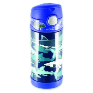 Термос Thermos 355 мл, вакуумный, с рисунком акул, для холодных напитков
