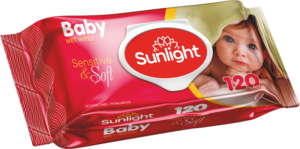 Sunlight nam salfetkalar, pushti, 120 dona, bolalar uchun