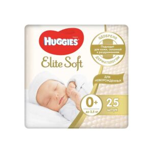 Huggies Elite Soft 0+, подгузники для новорождённых, 25 шт