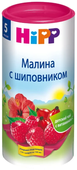 Organik HiPP bolalar choyi malina-shivit, 200 g, 5 oylikdan boshlab