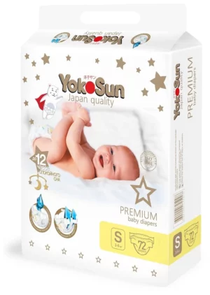 YokoSun подгузники Premium S (3-6 кг), 72 шт. – мягкость и надежная защита