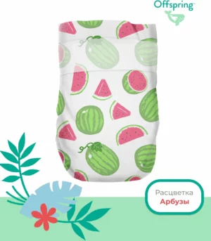 Подгузники Offspring L (9-13 кг), 36 шт., Арбузы