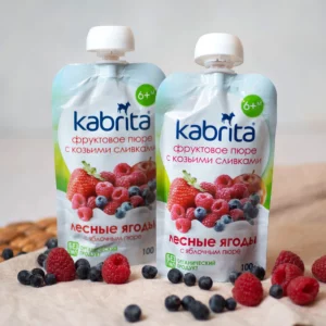 Kabrita® пюре с лесными ягодами, яблоком и козьими сливками, 100 г, 6+ месяцев