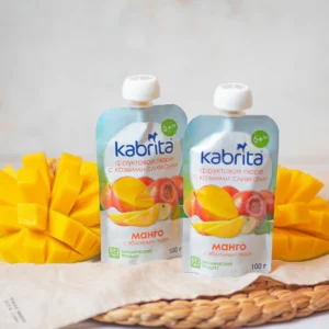 Kabrita® пюре с манго и яблоком и козьими сливками, 100 г, 6+ месяцев