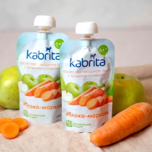 Пюре со вкусом моркови, сливки козьего молока, мягкая упаковка 100 г Kabrita