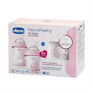 Yangi tugʻilgan chaqaloqlar uchun Chicco Natural Feeling toʻplami 150 ml va 250 ml, anatomik soʻrgʻich, antikolik tizimi