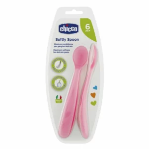 Chicco Softly bolalar qoshiqchalari 6m+, silikon, 2 dona