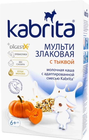 Kabrita ko'pgina donli qatiqli bo‘tqa, echki sutiga asoslangan, 180 g, 6 oylikdan boshlab