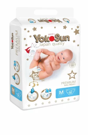 YokoSun подгузники Premium M (5-10 кг), 62 шт. – нежная защита и комфорт