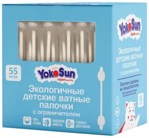 Экологичные ватные палочки YokoSun для детей с ограничителем, 100 шт