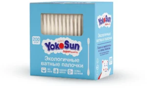 Экологичные ватные палочки YokoSun для детей с ограничителем, 200 шт