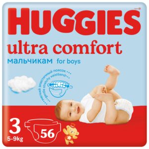 Huggies Ultra Comfort 3 o‘g‘il bolalar uchun tagliklar, 56 dona (5-9 kg)