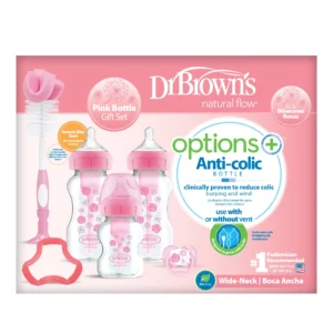 Dr.Brown's розовый подарочный набор Option+ (бутылочки, пустышка, прорезыватель)