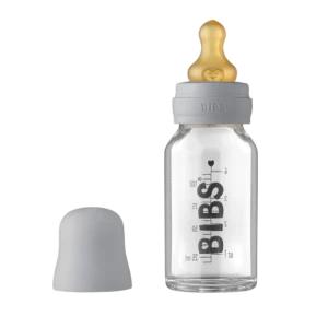 Стеклянная бутылочка BIBS 110 мл, латексная соска, Cloud