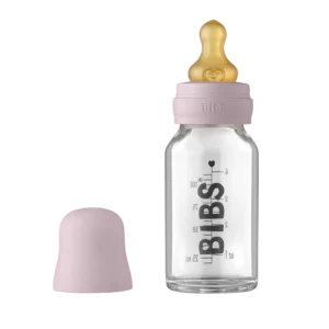 Стеклянная бутылочка BIBS 110 мл, латексная соска, Dusky Lilac