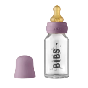 Стеклянная бутылочка BIBS 110 мл, латексная соска, Mauve