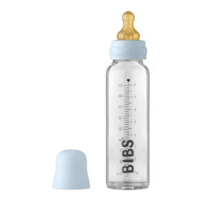 Стеклянная бутылочка для кормления BIBS, полный комплект 225 мл - Baby Blue