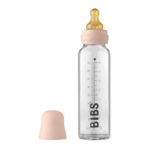 Стеклянная бутылочка BIBS 225 мл, латексная соска, Blush