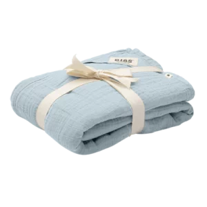 Musslin BIBS 120x120 sm – Yumshoq va nafas oladigan pelenka (Moviy)