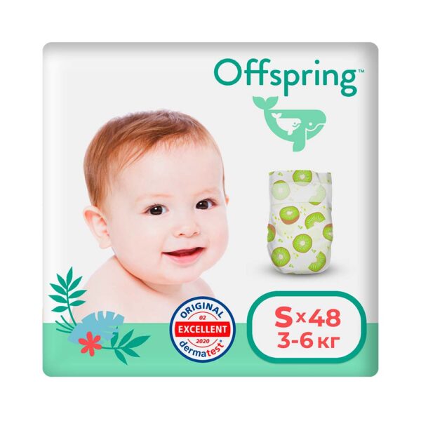 Offspring Bolalar Tagliklari S 3-6 kg, 48 dona, Kivi Rang