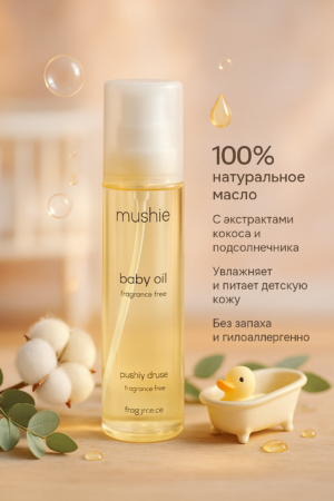 Детское масло Mushie 145 мл, COSMOS Organic, без отдушек, Дания