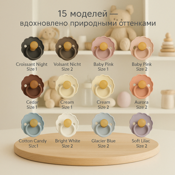 Frigg Daisy Emzik, 2 Dona, Tabiiy Kauchuk, 0–6 Va 6–18 Oy, Cotton Candy/Sandstone