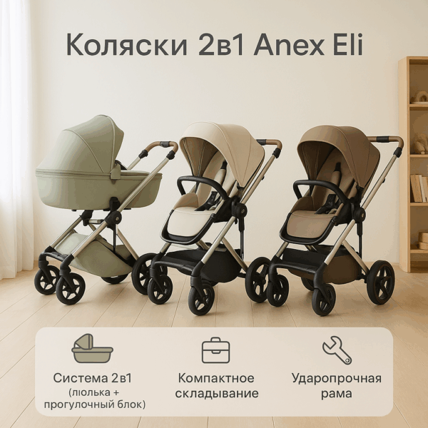 Коляска 2В1 Anex Eli, Epp-Люлька, От 0 До 4 Лет