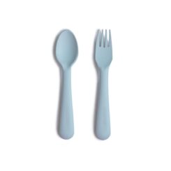Mushie набор приборов – ложка и вилка, пластик, BPA-free, Дания, с 10 цветами - Light Blue