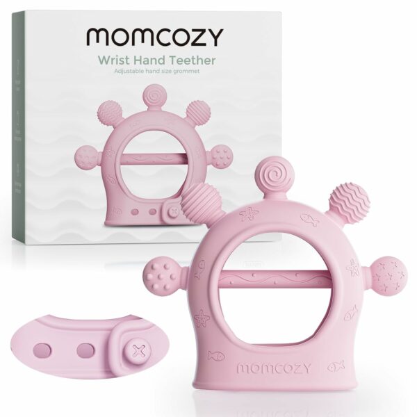 Momcozy Прорезыватель, Силикон, 0–12 Мес, С Браслетом, 3 Цвета (Голубой/Розовый/Зелёный) — Изображение 4